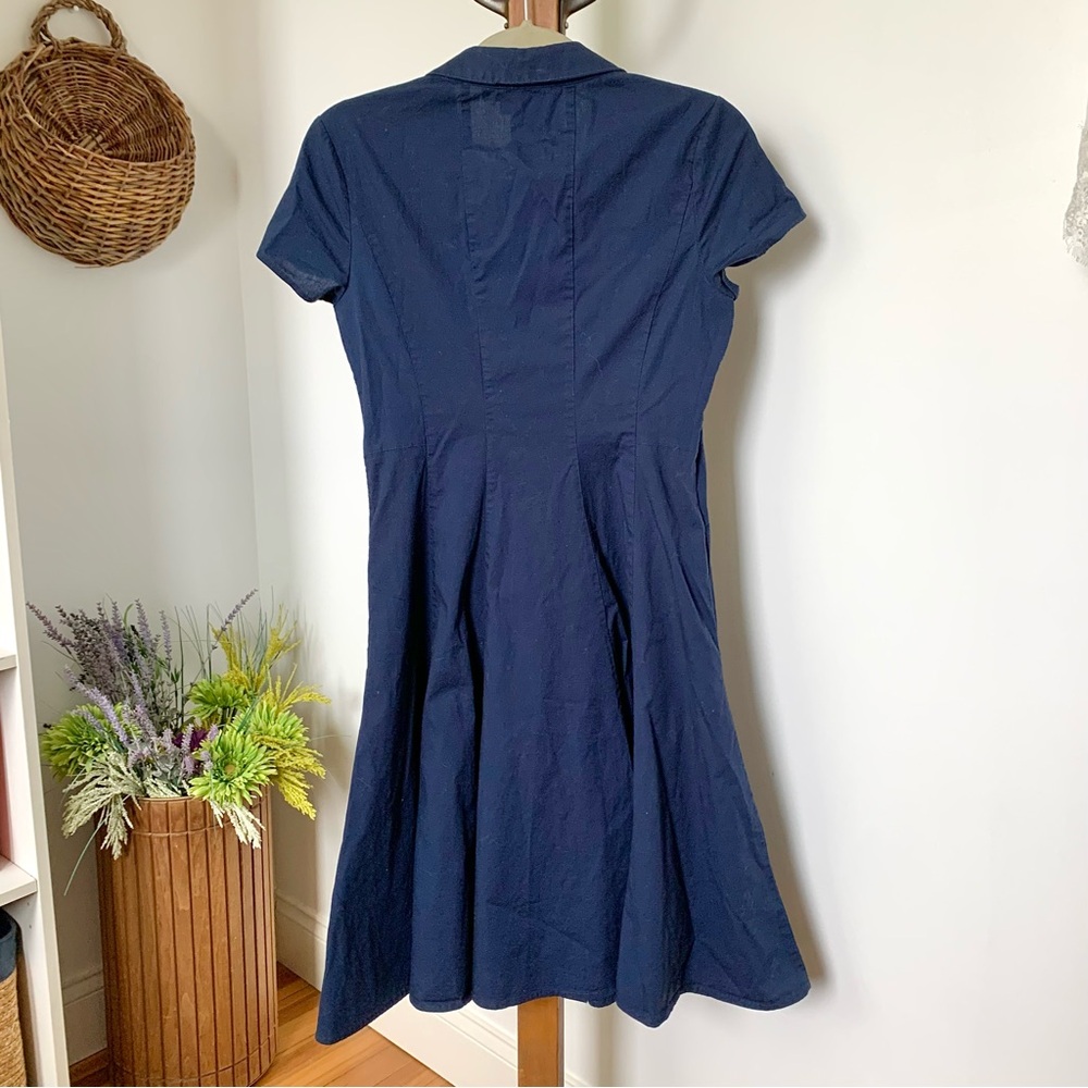 Gal Meets Glam Rose Dress Collared Cotton Navy Blue US 2 XS SM - Picture 8 of 16
